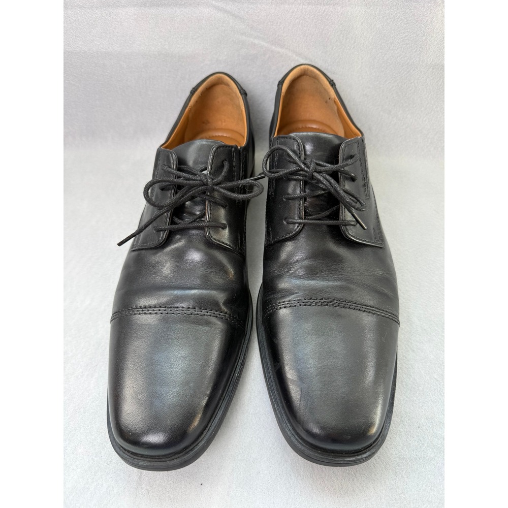 Clarks Tilden Cap Mens Black Leather Derby Dress Shoes 10.5 M 261103097095